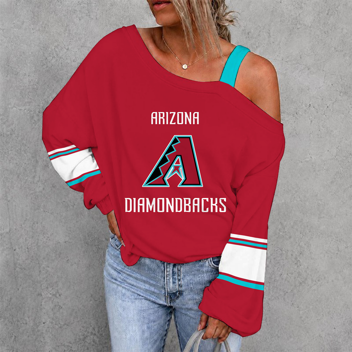[HOMERUN DEAL] NEW CUSTOMIZED MLB07 ADS ARIZONA DIAMONDBACKS WOMEN'S OFF-SHOULDER LONG SLEEVE SHIRT