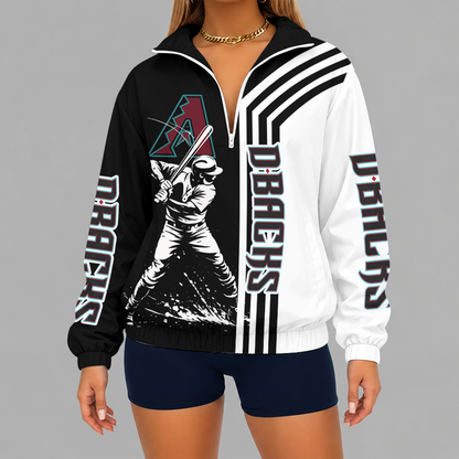 [HOMERUN DEAL] NEW CUSTOMIZED MLB07 ADS ARIZONA DIAMONDBACKS V-NECK ZIPPER SWEATSHIRT JACKET