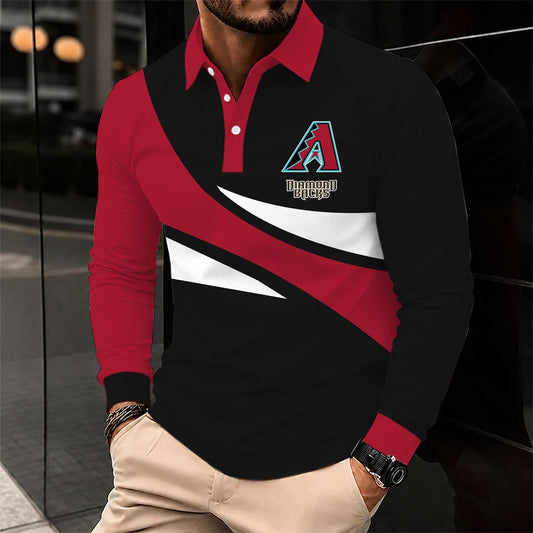 [HOMERUN DEAL] NEW CUSTOMIZED MLB07 ADS ARIZONA DIAMONDBACKS MEN'S LONG SLEEVE POLO