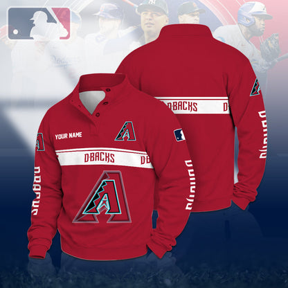 [HOMERUN DEAL] NEW CUSTOMIZED MLB07 ADS ARIZONA DIAMONDBACKS QUARTER-BUTTON SWEATSHIRT