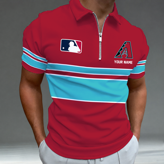 [HOMERUN DEAL] NEW CUSTOMIZED MLB07 ADS ARIZONA DIAMONDBACKS ZIP POLO SHIRT