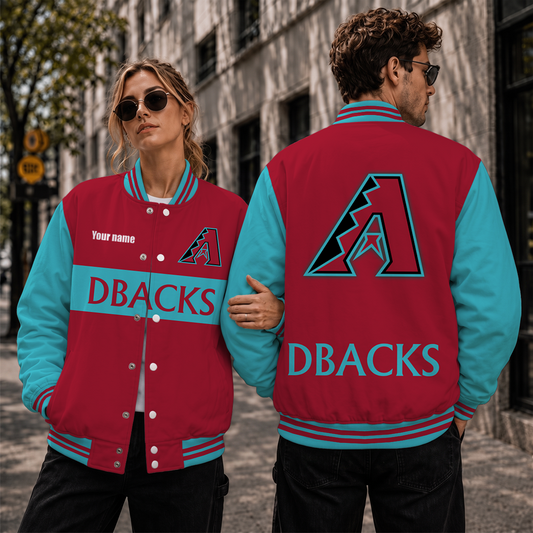 [HOMERUN DEAL] NEW CUSTOMIZEDMLB07 ADS ARIZONA DIAMONDBACKS SATIN VARSITY & BASEBALL JACKET