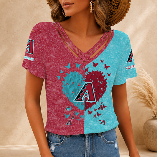[HOMERUN DEAL] NEW CUSTOMIZED MLB07 ADS ARIZONA DIAMONDBACKS V-NECK SHIRT