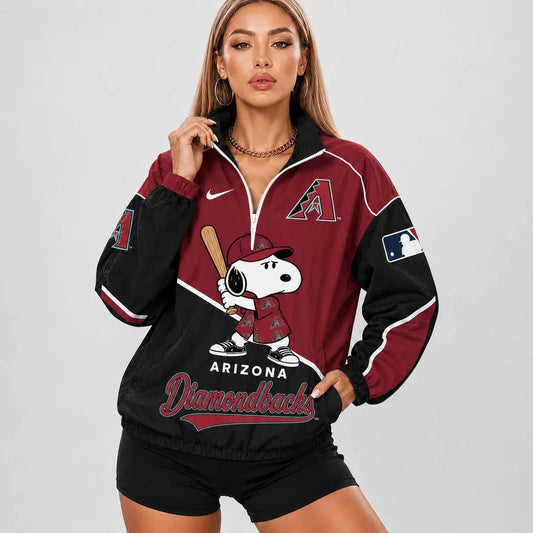 [HOMERUN DEAL] NEW CUSTOMIZED MLB07 ADS ARIZONA DIAMONDBACKS V-NECK ZIPPER SWEATSHIRT JACKET