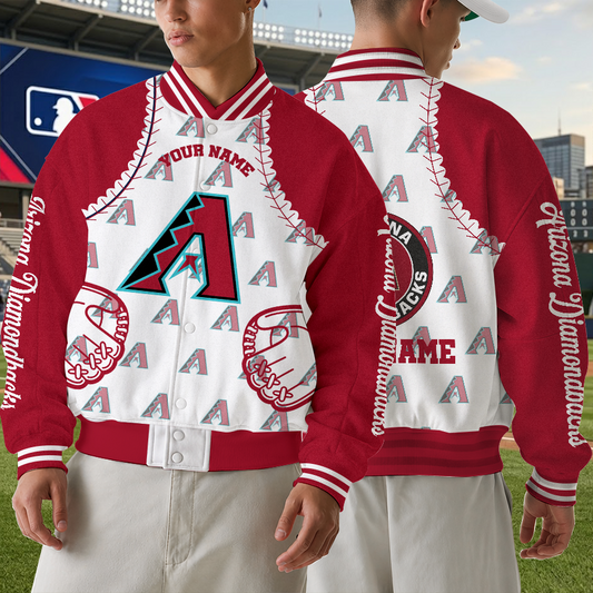 [HOMERUN DEAL] NEW CUSTOMIZEDMLB07 ADS ARIZONA DIAMONDBACKS SATIN VARSITY & BASEBALL JACKET