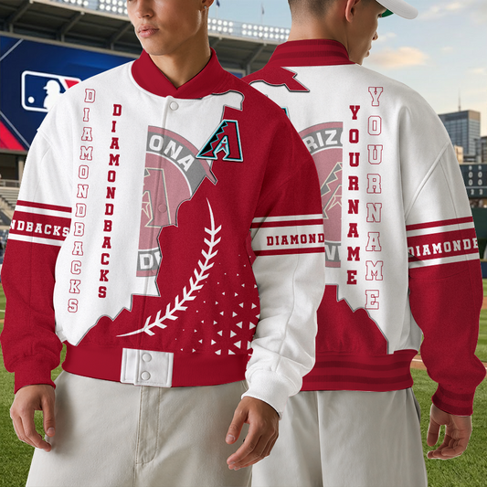 [HOMERUN DEAL] NEW CUSTOMIZEDMLB07 ADS ARIZONA DIAMONDBACKS SATIN VARSITY & BASEBALL JACKET