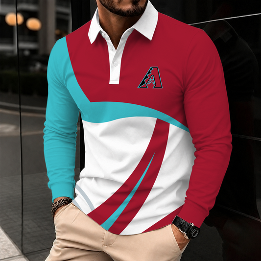 [HOMERUN DEAL] NEW CUSTOMIZED MLB07 ADS ARIZONA DIAMONDBACKS MEN'S LONG SLEEVE POLO