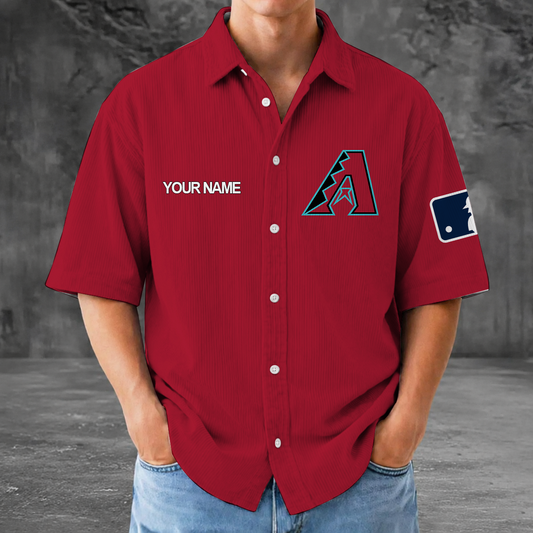 [HOMERUN DEAL] NEW CUSTOMIZED MLB07 ADS ARIZONA DIAMONDBACKS SEERSUCKER BUTTON SHIRT