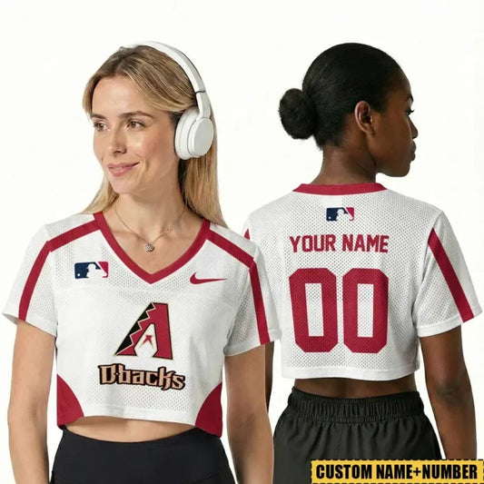 [HOMERUN DEAL] NEW CUSTOMIZED MLB07 ADS ARIZONA DIAMONDBACKS V-NECK JERSEY CROP TOP