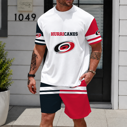 [SUPER SALE] NEW CUSTOMIZED NHL07 CLH CAROLINA HURRICANES UNISEX T-SHIRT & SHORTS SET