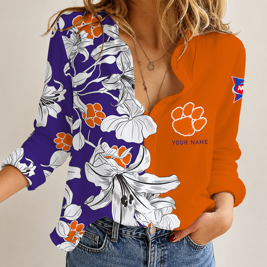 [TOUCHDOWN DEAL] NEW CUSTOMIZED NCAA FBS07 CST CLEMSON TIGERS WOMEN CASUAL SHIRT