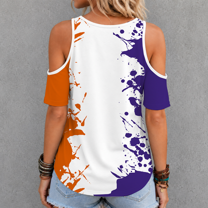 [TOUCHDOWN DEAL]NEW CUSTOMIZED NCAA FBS07 CST CLEMSON TIGERS CRISS CROSS V-NECK TOP