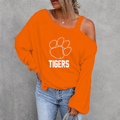 [TOUCHDOWN DEAL] NEW CUSTOMIZED NCAA FBS07 CST CLEMSON TIGERS WOMEN'S OFF-SHOULDER LONG SLEEVE SHIRT