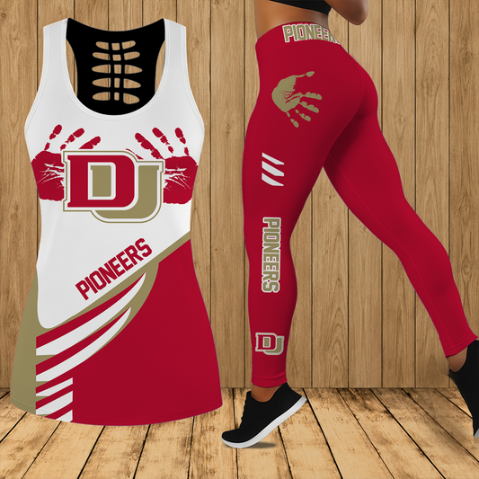 [PUCK DROP DEAL] NEW CUSTOMIZED NCAA MFF07 DEP DENVER PIONEERS HOLLOW TANK TOP & LEGGINGS SET