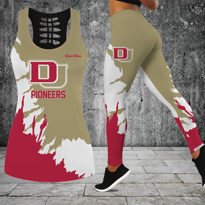 [PUCK DROP DEAL] NEW CUSTOMIZED NCAA MFF07 DEP DENVER PIONEERS HOLLOW TANK TOP & LEGGINGS SET