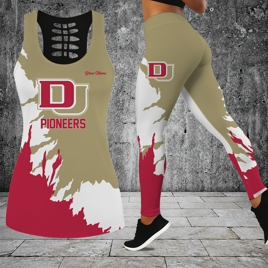 [PUCK DROP DEAL] NEW CUSTOMIZED NCAA MFF07 DEP DENVER PIONEERS HOLLOW TANK TOP & LEGGINGS SET