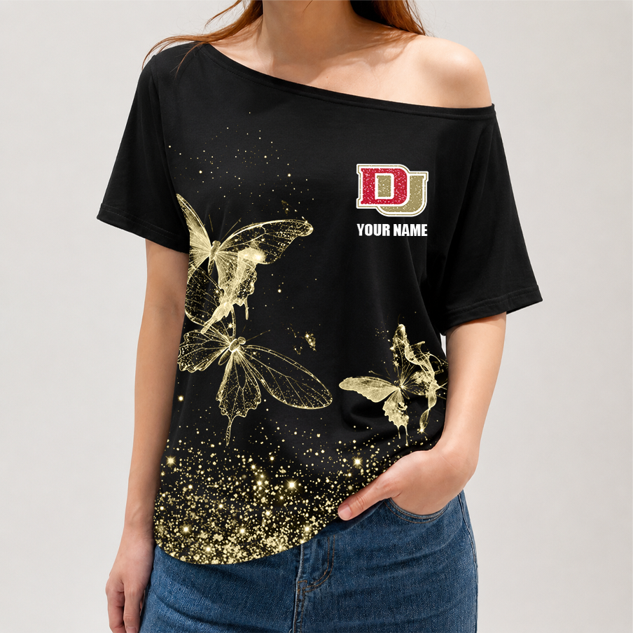 [PUCK DROP DEAL] NEW CUSTOMIZED NCAA MFF07 DEP DENVER PIONEERS OFF-SHOULDER SHIRT