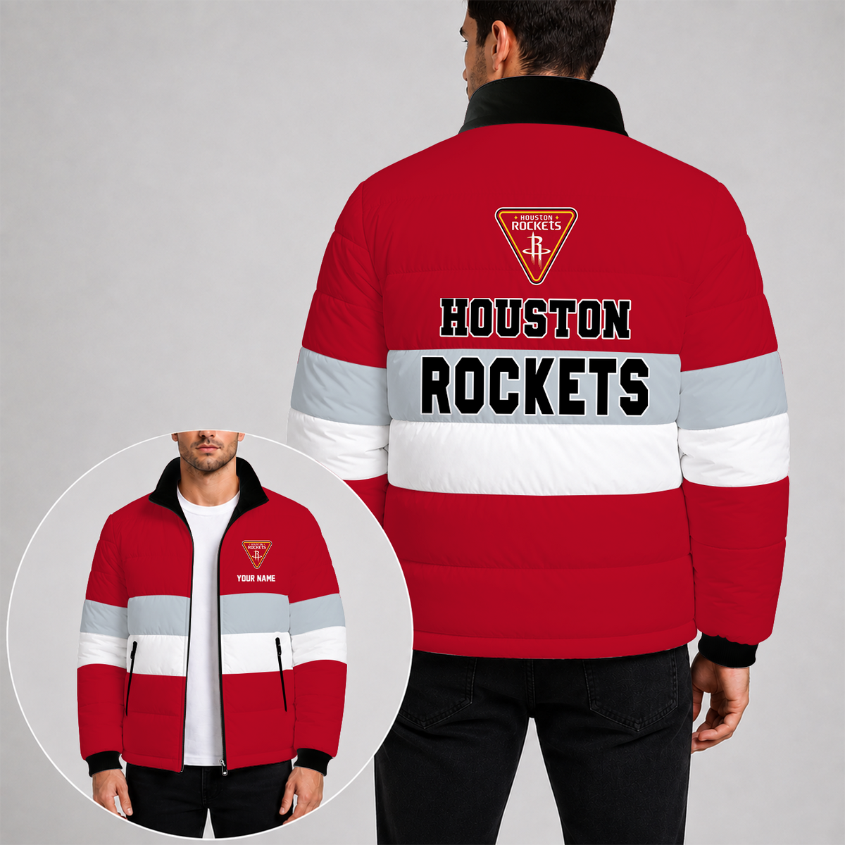 [SLAM DUNK DEAL] NEW CUSTOMIZED NBA07 HRO THE ROCKETS PUFFER JACKET