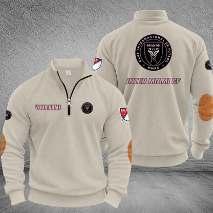 [GOAL DEAL] NEW CUSTOMIZED MLS07 IMC INTER MIAMI CF MULTICOLOR STRIPED QUATER ZIP SWEATSHIRT