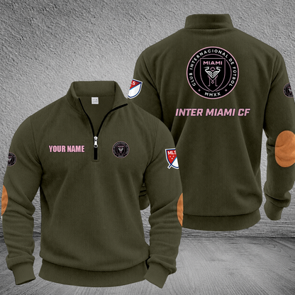 [GOAL DEAL] NEW CUSTOMIZED MLS07 IMC INTER MIAMI CF MULTICOLOR STRIPED QUATER ZIP SWEATSHIRT