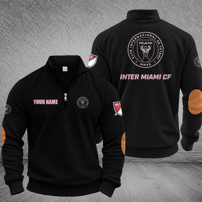 [GOAL DEAL] NEW CUSTOMIZED MLS07 IMC INTER MIAMI CF MULTICOLOR STRIPED QUATER ZIP SWEATSHIRT