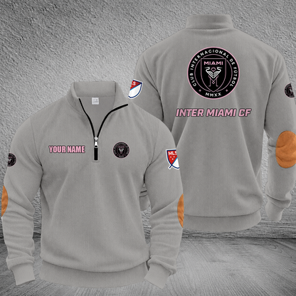 [GOAL DEAL] NEW CUSTOMIZED MLS07 IMC INTER MIAMI CF MULTICOLOR STRIPED QUATER ZIP SWEATSHIRT