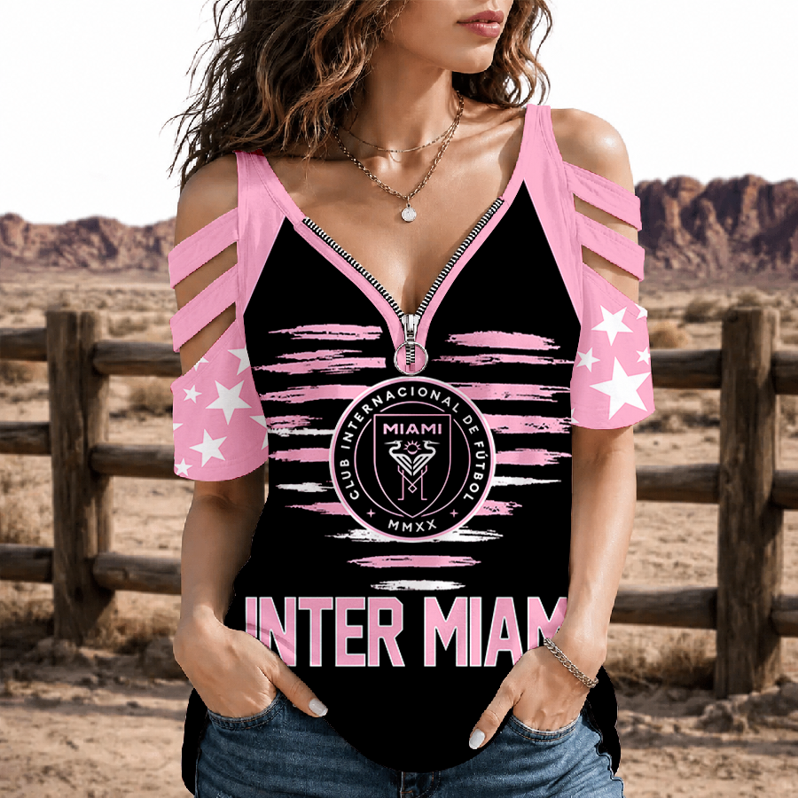 [GOAL DEAL] NEW CUSTOMIZED MLS07 IMC INTER MIAMI CF STRAPPY COLD-SHOULDER TOP