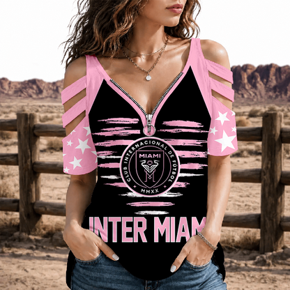 [GOAL DEAL] NEW CUSTOMIZED MLS07 IMC INTER MIAMI CF STRAPPY COLD-SHOULDER TOP