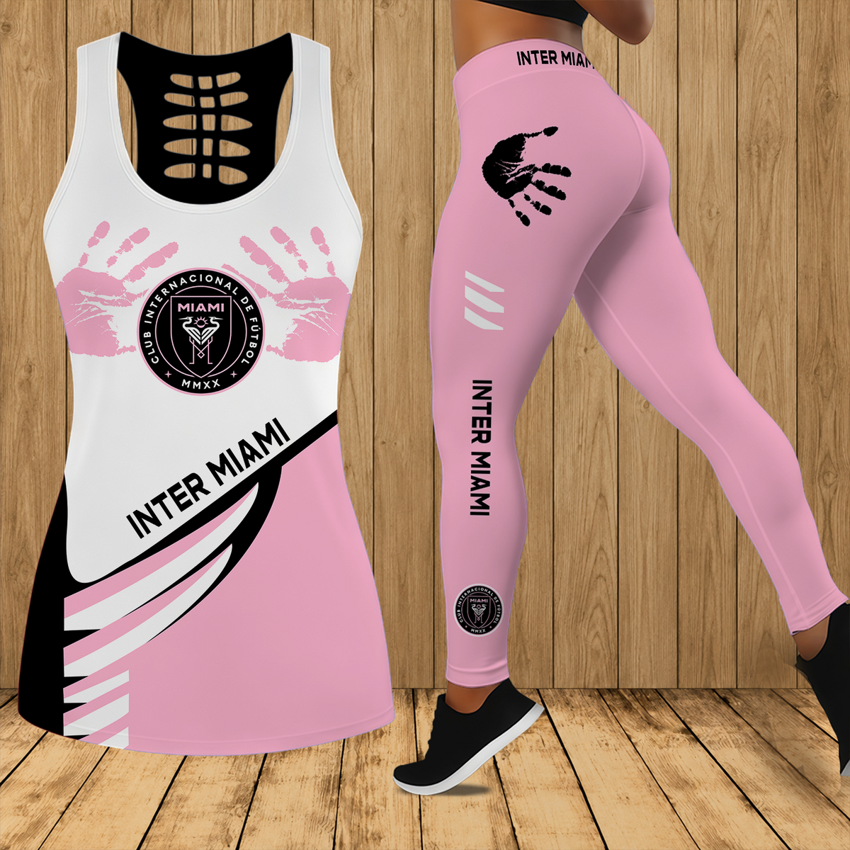 [GOAL DEAL] NEW CUSTOMIZED MLS07 IMC INTER MIAMI CF HOLLOW TANK TOP & LEGGINGS SET