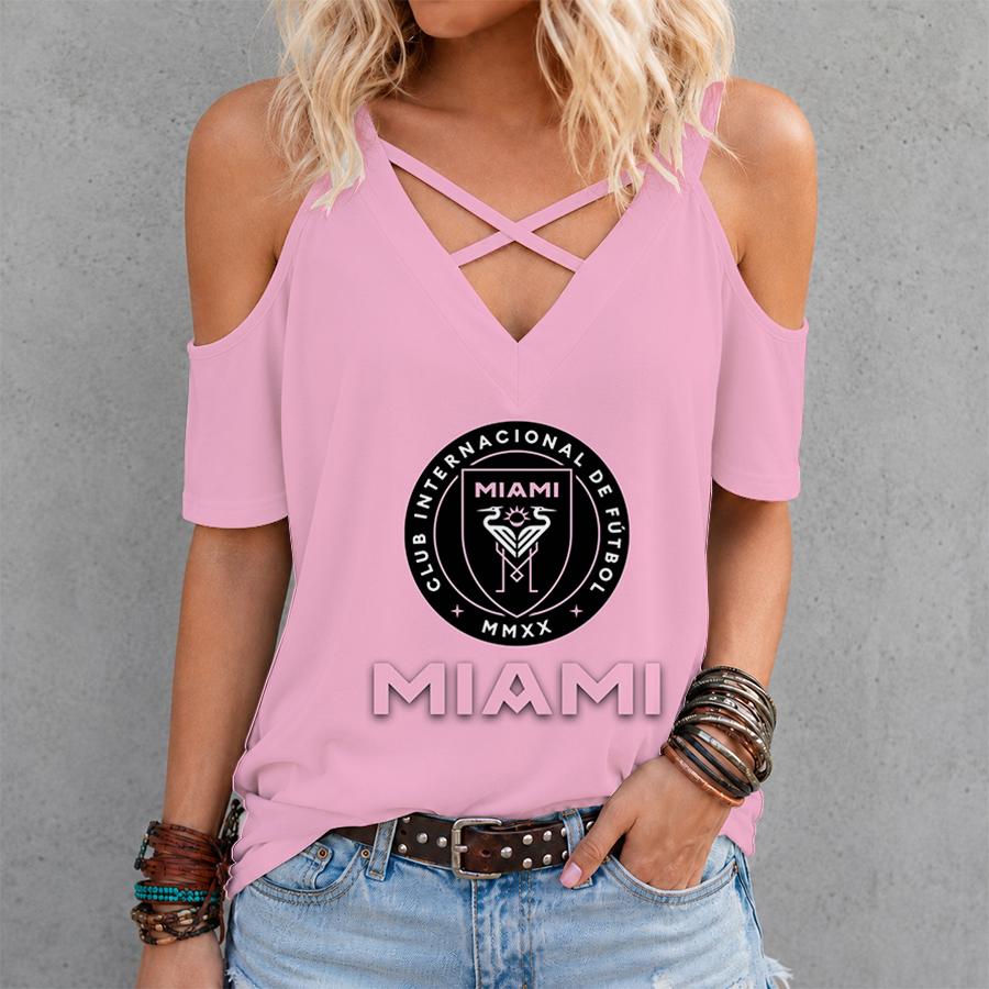 [GOAL DEAL] NEW CUSTOMIZED MLS07 IMC INTER MIAMI CF CRISS CROSS V-NECK TOP