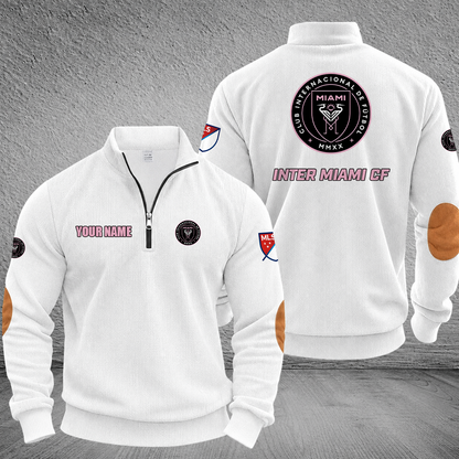[GOAL DEAL] NEW CUSTOMIZED MLS07 IMC INTER MIAMI CF MULTICOLOR STRIPED QUATER ZIP SWEATSHIRT