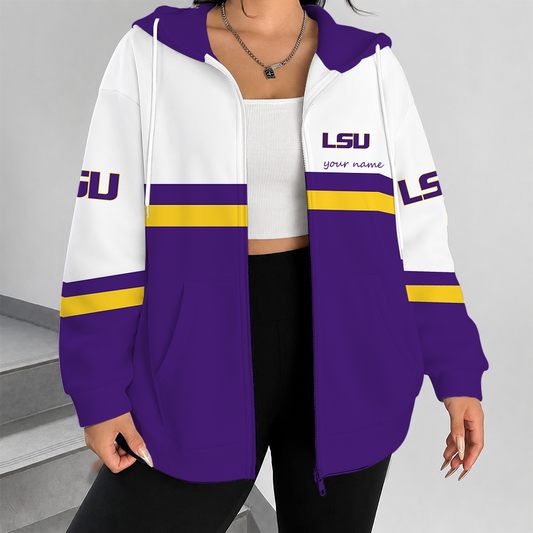 [FAN FAVORITE] NEW CUSTOMIZED NCAA CWS07 LST LSU TIGERS ZIP HOODIE