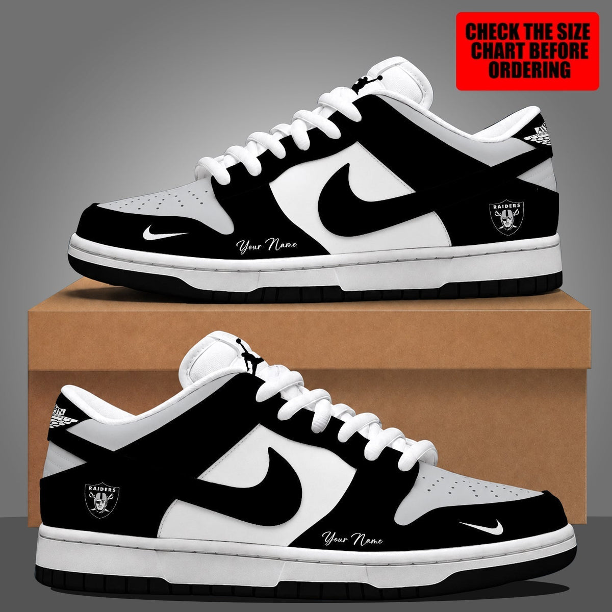 [TOUCHDOWN DEAL] NEW CUSTOMIZED NFL07 LVR LAS VEGAS RAIDERS DUNK LOW SHOES