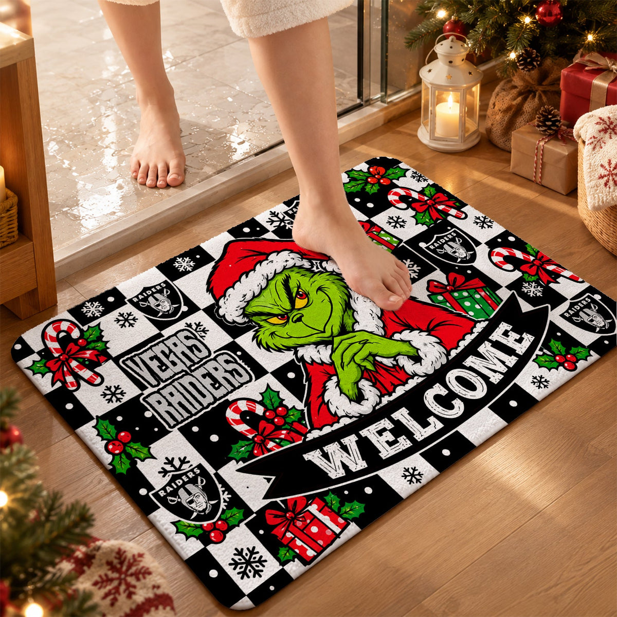 [TOUCHDOWN DEAL] NEW CUSTOMIZED NFL07 LVR THE RAIDERS FLOOR MAT & DOOR MAT