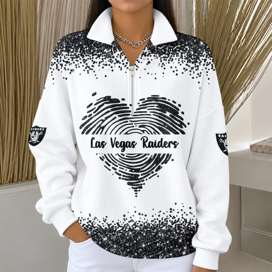 [TOUCHDOWN DEAL] NEW CUSTOMIZED NFL07 LVR THE RAIDERS QUARTER ZIP RIBBED SWEATER