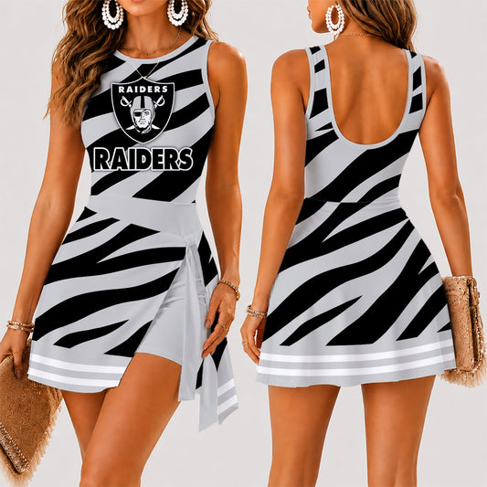 [TOUCHDOWN DEAL] NEW CUSTOMIZED NFL07 LVR LAS VEGAS RAIDERS WOMEN'S SUMMER SKORT DRESS