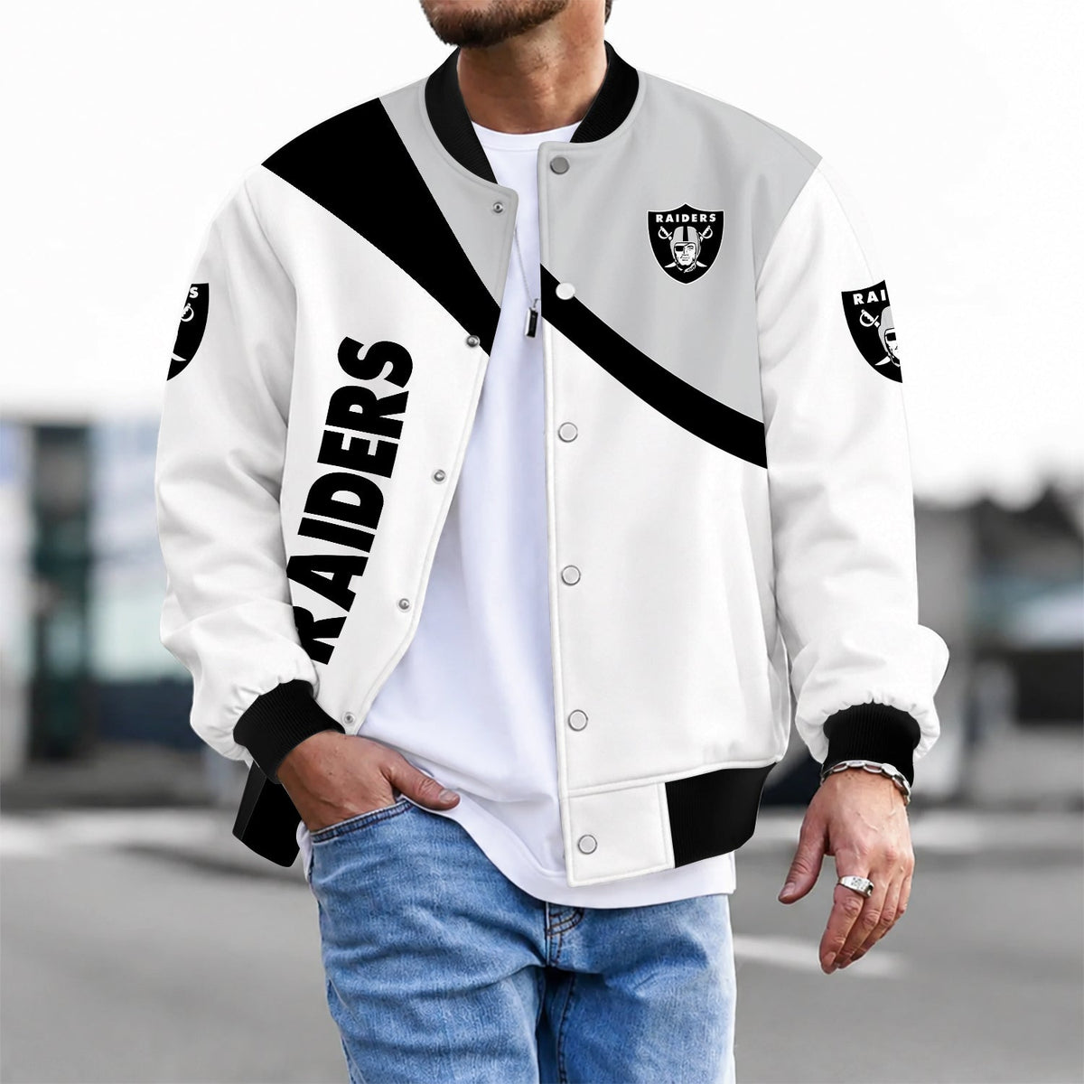 [TOUCHDOWN DEAL] NEW CUSTOMIZED NFL07 LVR LAS VEGAS RAIDERS SATIN VARSITY & BASEBALL JACKET