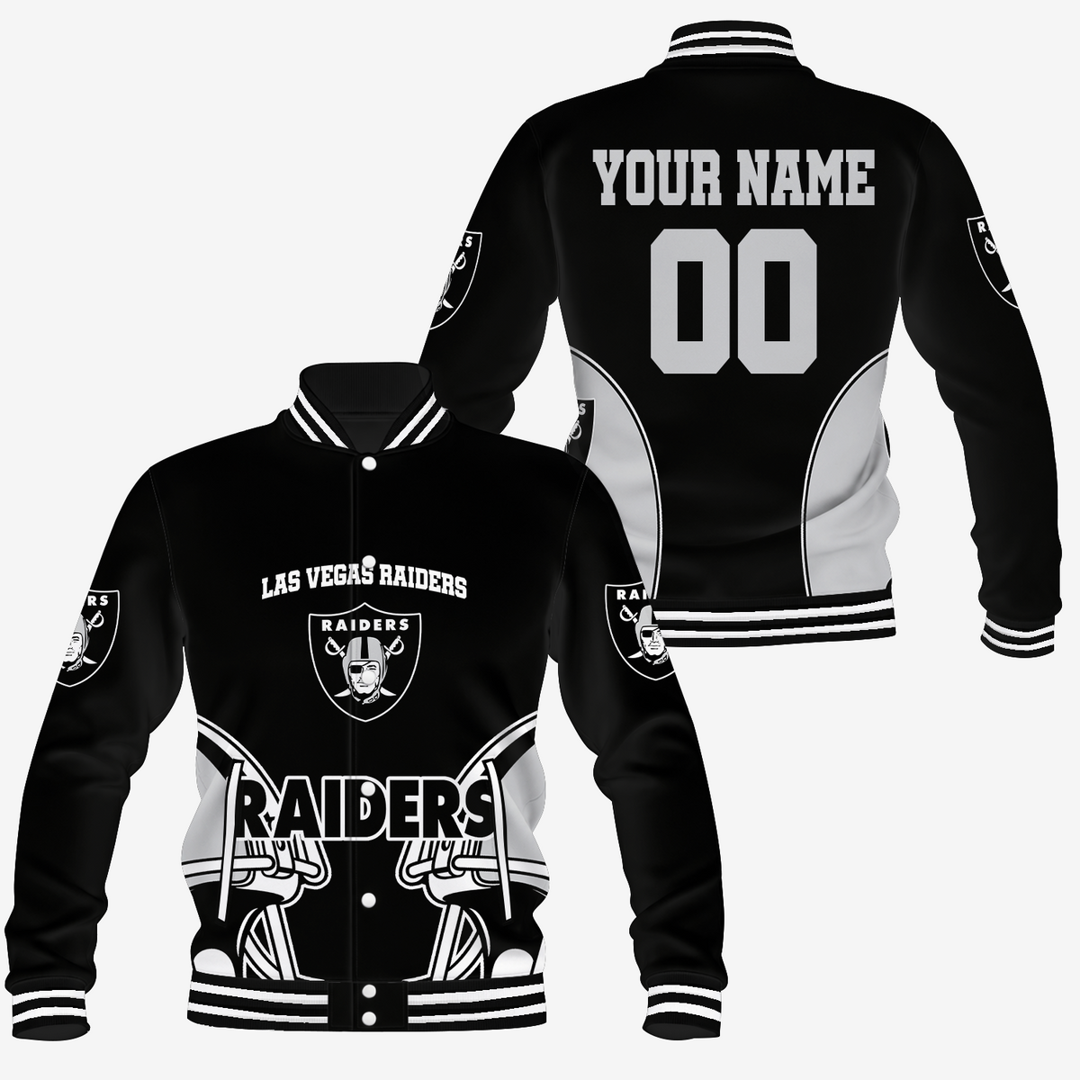 [TOUCHDOWN DEAL] NEW CUSTOMIZED NFL07 LVR LAS VEGAS RAIDERS SATIN VARSITY & BASEBALL JACKET