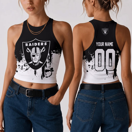 [TOUCHDOWN DEAL] NEW CUSTOMIZED NFL07 LVR THE RAIDERS WOMEN'S CROP TOP