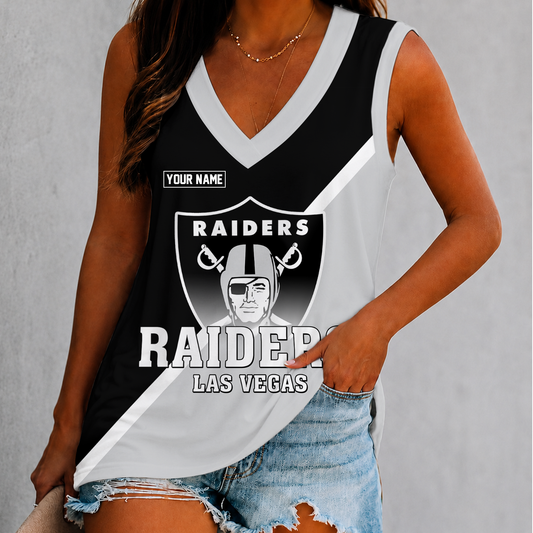 [TOUCHDOWN DEAL] NEW CUSTOMIZED NFL07 LVR LAS VEGAS RAIDERS WOMEN'S V-NECK TANK TOP