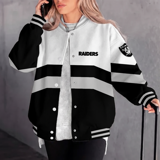 [TOUCHDOWN DEAL] NEW CUSTOMIZED NFL07 LVR LAS VEGAS RAIDERS SATIN VARSITY & BASEBALL JACKET