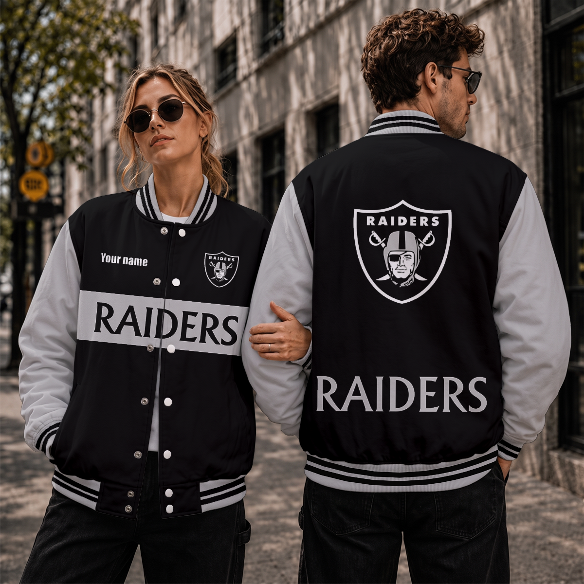 [TOUCHDOWN DEAL] NEW CUSTOMIZED NFL07 LVR LAS VEGAS RAIDERS SATIN VARSITY & BASEBALL JACKET