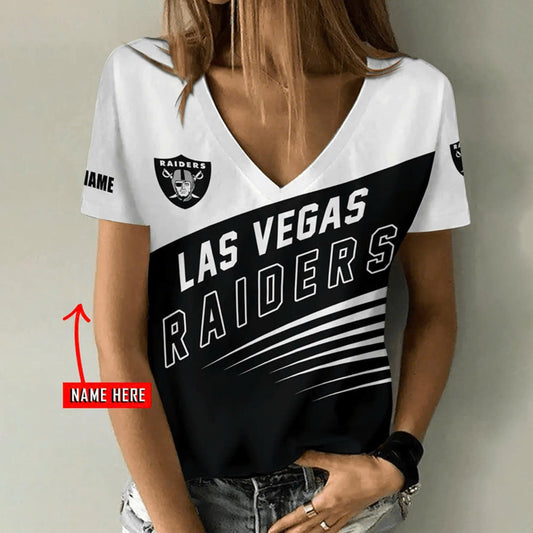 [TOUCHDOWN DEAL] NEW CUSTOMIZED NFL07 LVR LAS VEGAS RAIDERS V-NECK FEMALE SHIRT