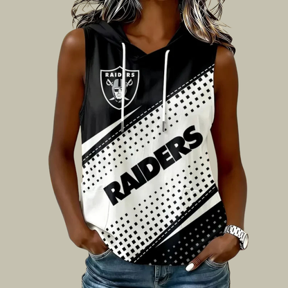 [TOUCHDOWN DEAL] NEW CUSTOMIZED NFL07 LVR LAS VEGAS RAIDERS WOMEN'S SLEEVELESS HOODED POCKET TANK TOP