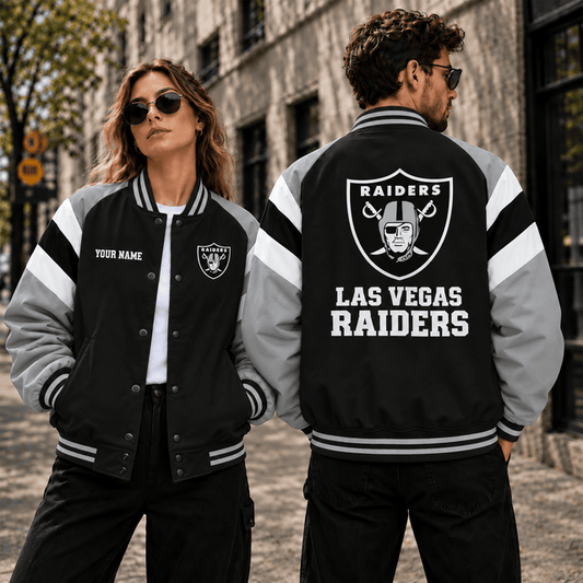 [TOUCHDOWN DEAL] NEW CUSTOMIZED NFL07 LVR LAS VEGAS RAIDERS SATIN VARSITY & BASEBALL JACKET