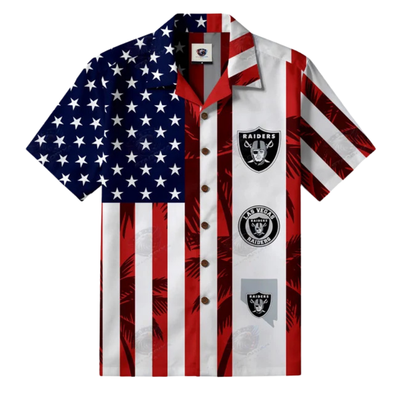 [TOUCHDOWN DEAL] NEW CUSTOMIZED NFL07 LVR LAS VEGAS RAIDERS PATRIOTIC 250 USA HAWAIIAN SHIRT