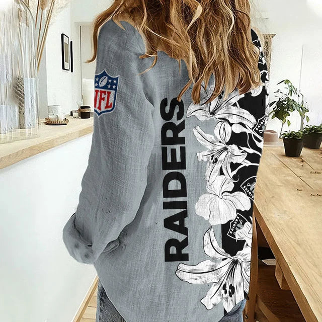 [TOUCHDOWN DEAL] NEW CUSTOMIZED NFL07 LVR LAS VEGAS RAIDERS WOMEN CASUAL SHIRT FOR FAN