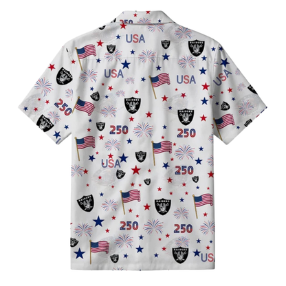 [TOUCHDOWN DEAL] NEW CUSTOMIZED NFL07 LVR LAS VEGAS RAIDERS PATRIOTIC 250 USA HAWAIIAN SHIRT