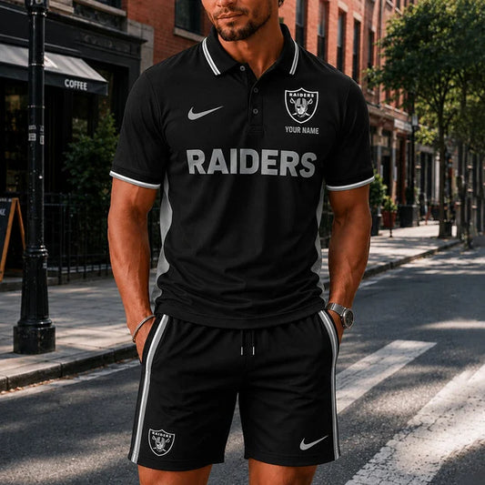 [TOUCHDOWN DEAL] NEW CUSTOMIZED NFL07 LVR LAS VEGAS RAIDERS POLO SHIRT & SHORT PANTS
