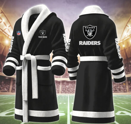 [TOUCHDOWN DEAL] NEW CUSTOMIZED NFL07 LVR LAS VEGAS RAIDERS MULTICOLOR FLEECE BATHROBE